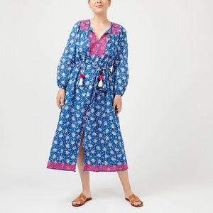 J Crew Floral Belted Midi Dress Embroidered Size S